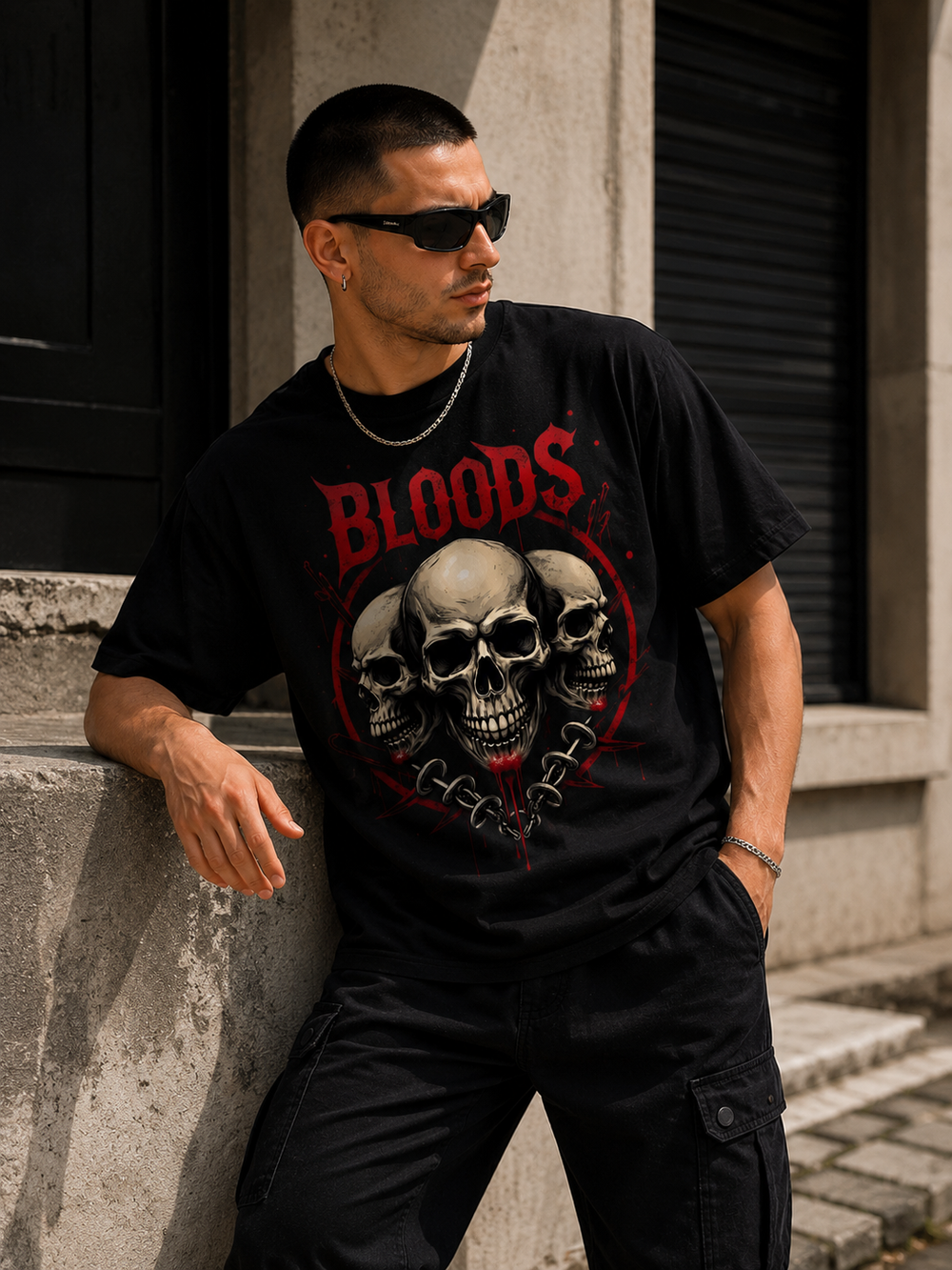 Bloods Skull Chain Tee