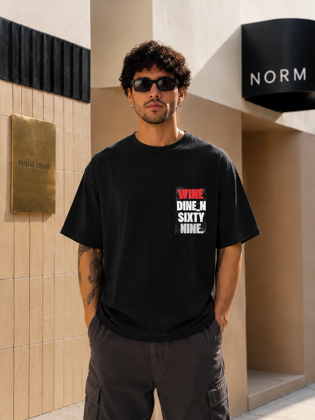 Wine Dine N Sixty Nine Backprint Tee