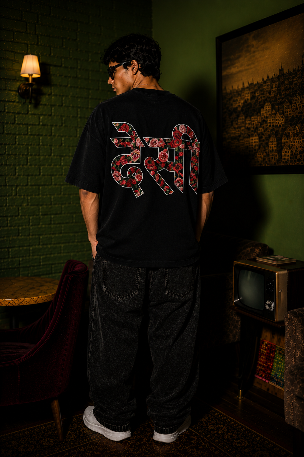 Desi Floral Hindi Script Tee