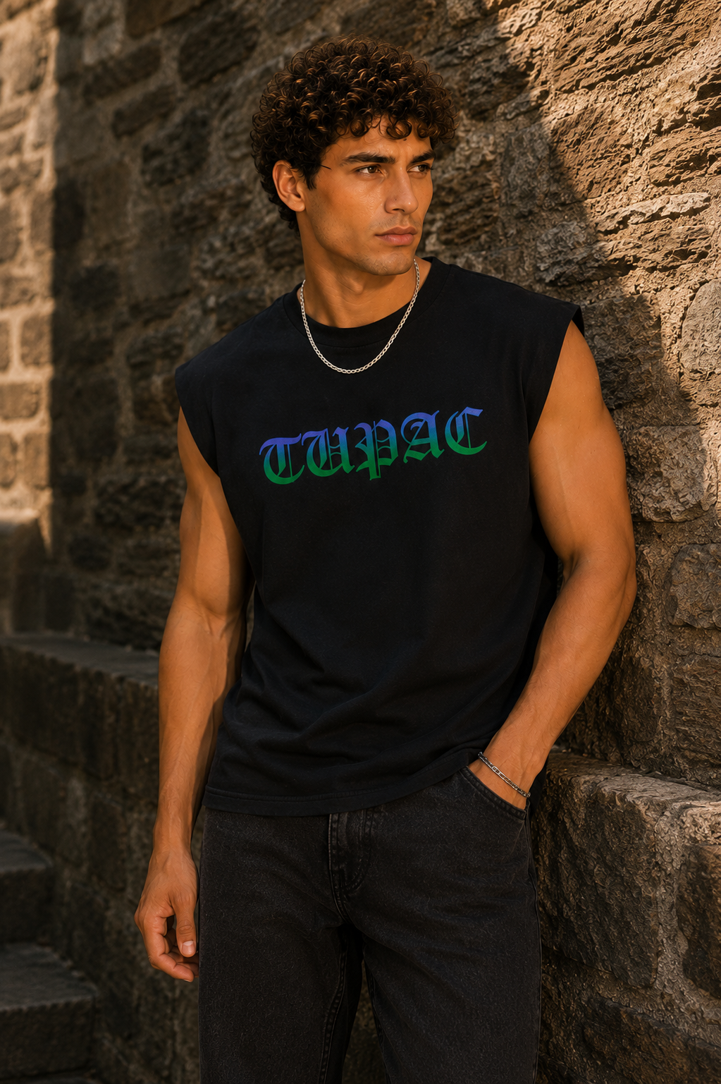 Tupac Graffiti Halo Backprint Tank