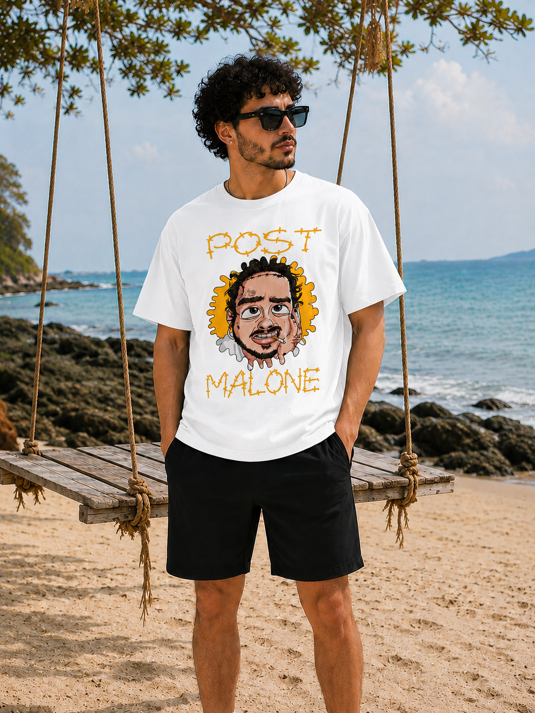 Post Malone Cartoon Portrait Tee-3