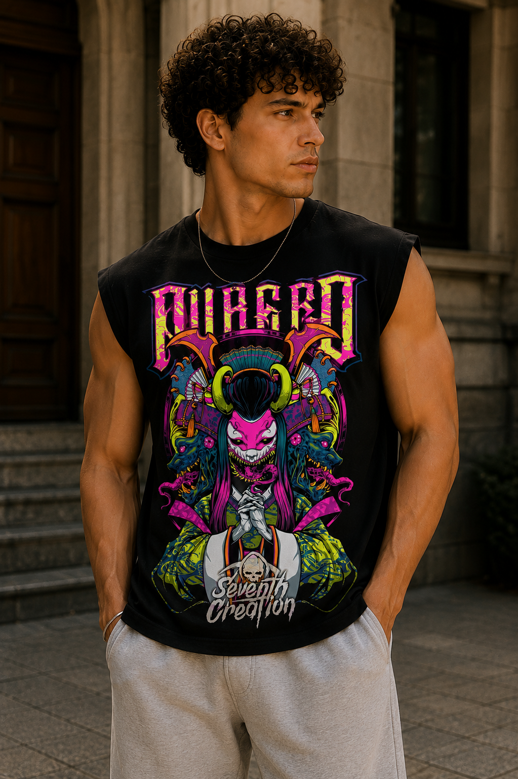 Men’s Demon Print Tank Top.